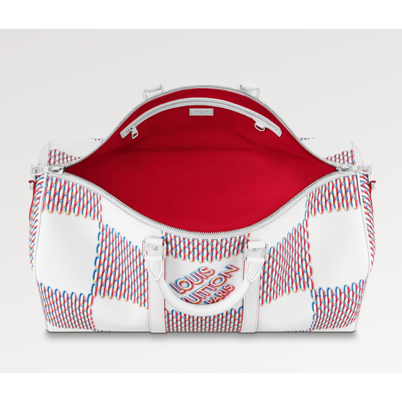 Louis Vuitton Keepall Bandouliere 50 Damier Spray White Logo Weekend Travel Bag - Picture 11 of 12